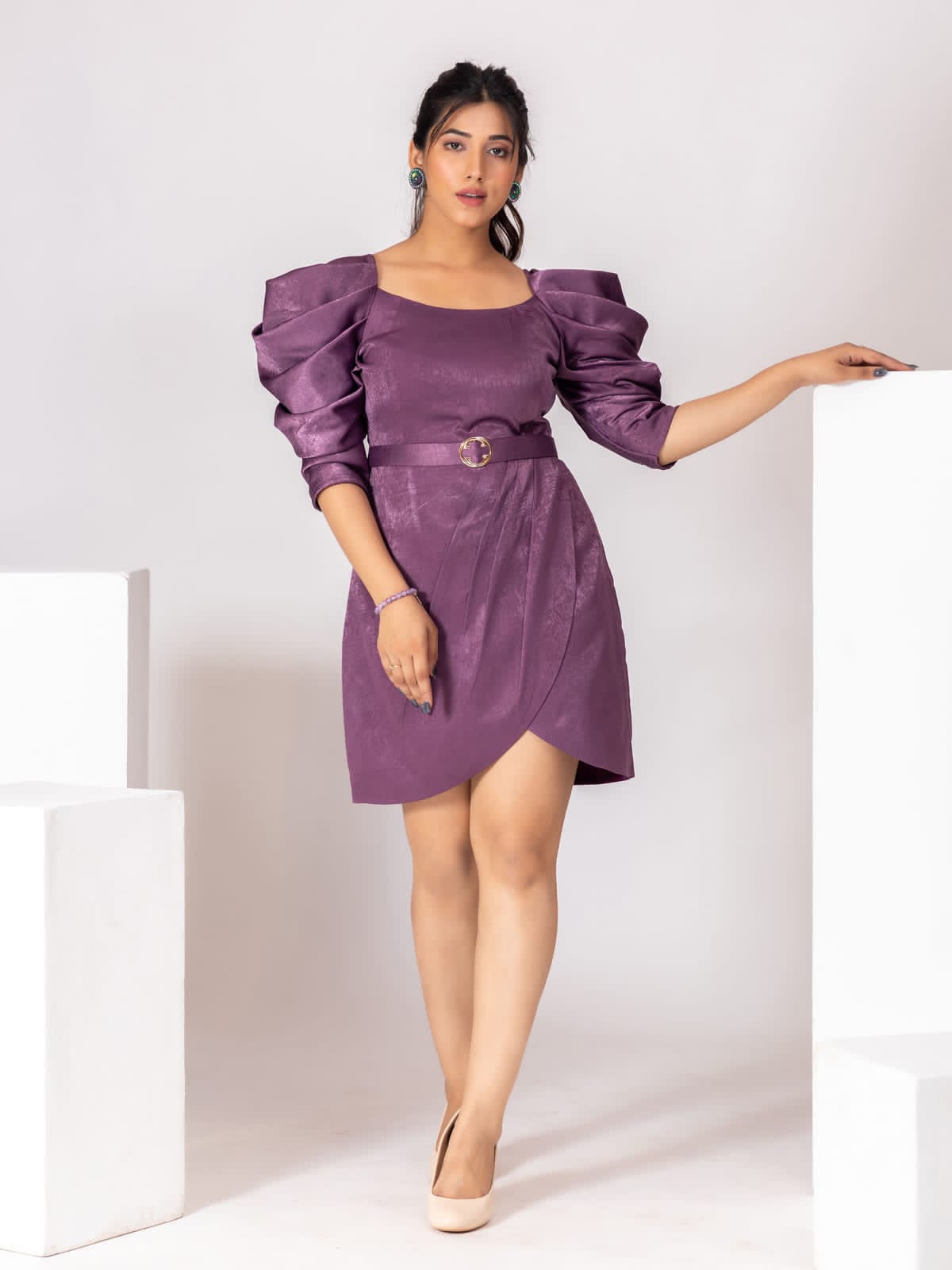 Mini Cowl Sleeve Dress